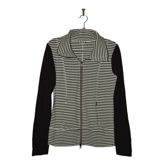 LULULEMON $128 Daily Yoga Jacket Classic Stripe Mint/Black Size 6 - Picture 1 of 5